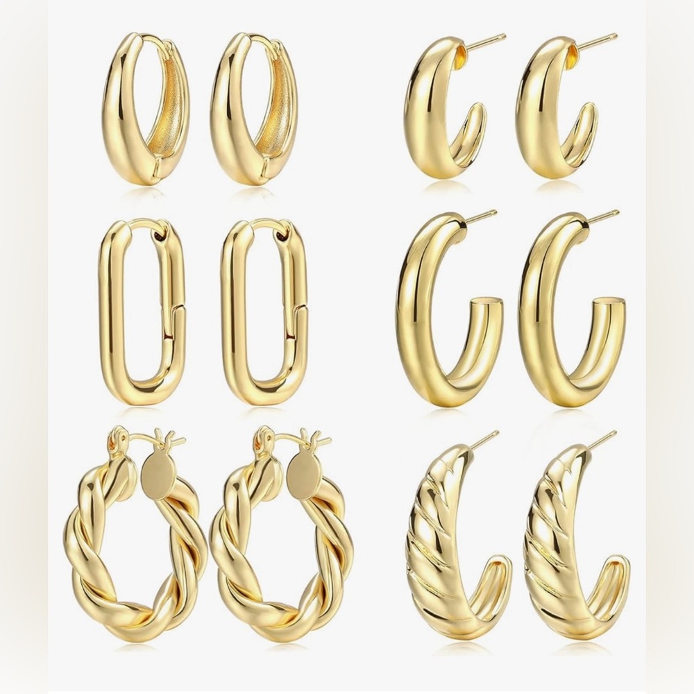 NWT 17 Mile 6 Paris Gold Plated Hoop Earrings Set